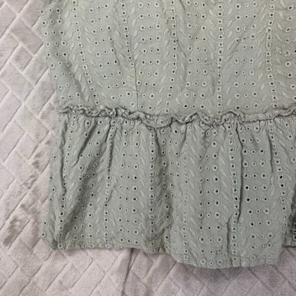 Sim & Sam Womens S Crop Tank Top Sage Green Embroidered Eyelet Floral Boho - Picture 5 of 15